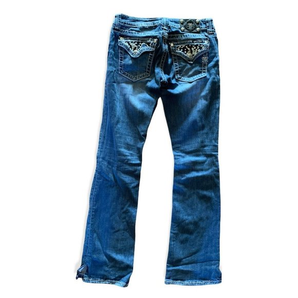 Miss Me Denim - Miss Me Women's 28 JW5188B4 Medium Wash Low Rise Boot Cut Jeans Bling Di…
